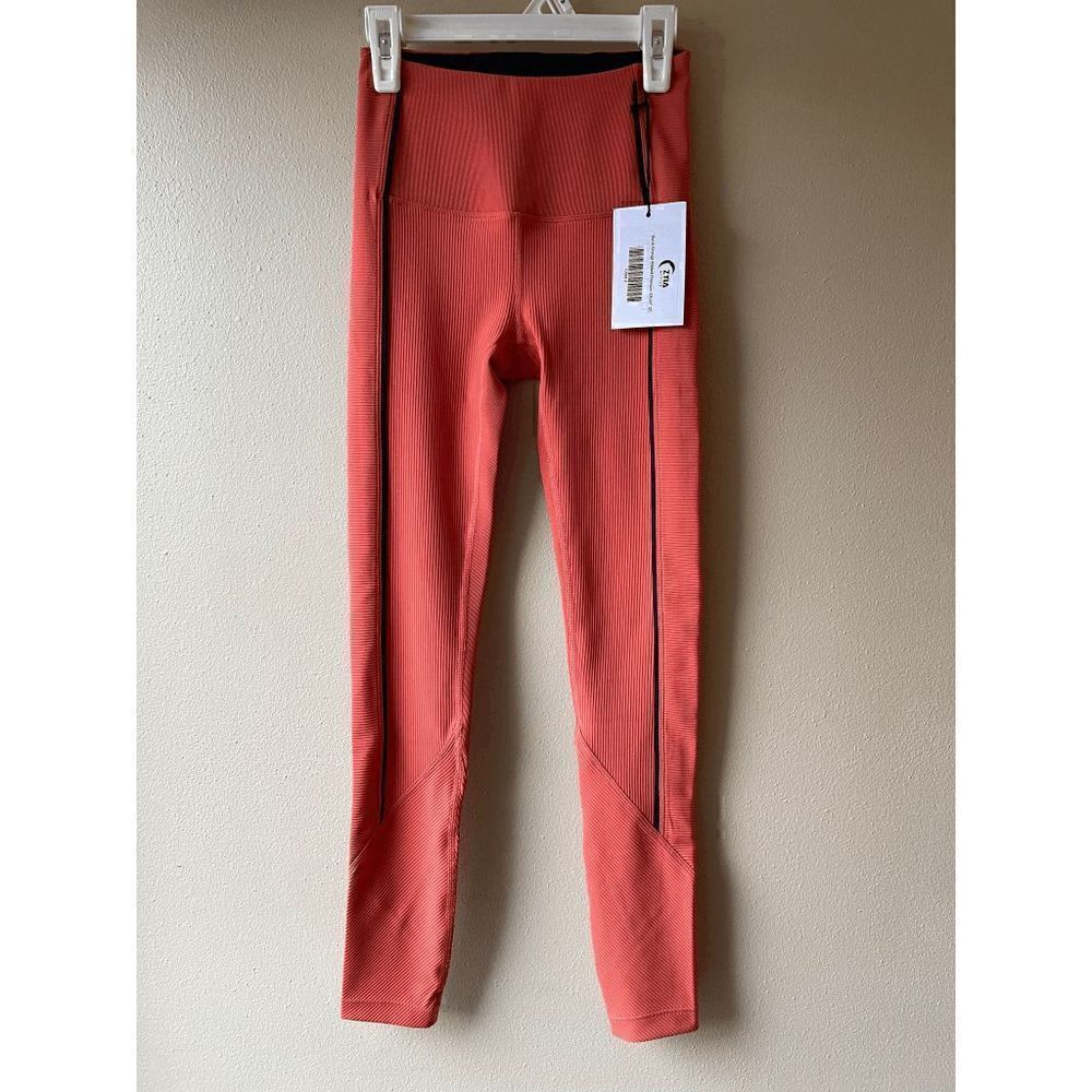 Zyia Active Burnt Orange Ribbed Premium 7/8 24" Legging Size 2